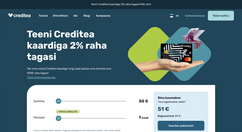 Creditea – Laenusumma kuni 5 000 €